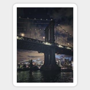 Two Bridges by Night, NYC Sticker